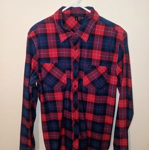 RVCA plaid button down shirt. Size m.